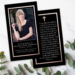 Simple Gold Frame Cross Memorial Prayer Card