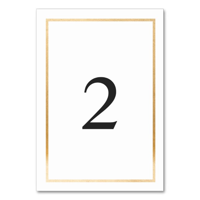Simple Gold Frame wedding table number card (Front)