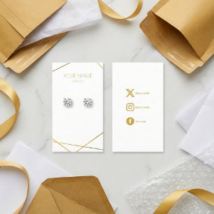 Simple gold geometric earring miniture display business card