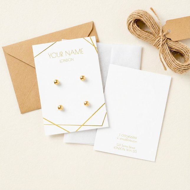 Simple gold geometric white earring display card (Simple gold geometric white earring display card.)