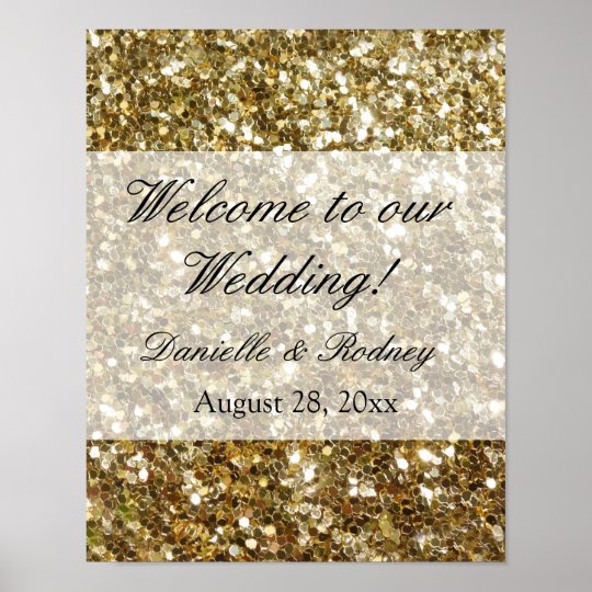 Simple Gold Glitter Printed Wedding Poster