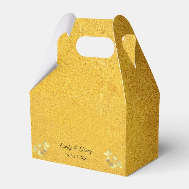 Simple Gold Glitter Wedding Cake Favour Box (Front Side)