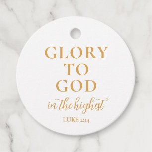 Simple Gold Glory to God Religious Christmas Gift Favour Tags