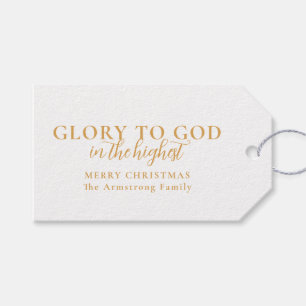 Simple Gold Glory to God Religious Christmas Gift Tags