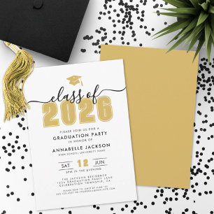 Simple Gold Graduation Party Invitation