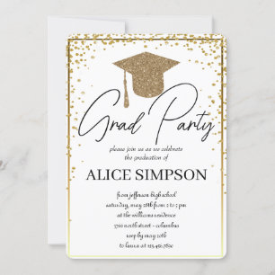 Simple gold Graduation Party Invitations