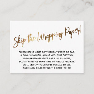 Simple Gold Handwriting Skip the Wrapping Paper! Enclosure Card