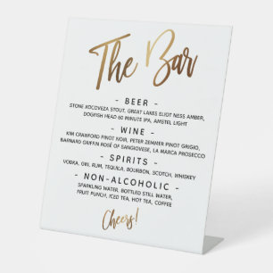Simple Gold Handwriting Typography "The Bar" Menu Pedestal Sign