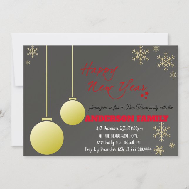 Simple gold Happy New Year Cards (Front)