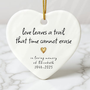 Simple Gold Heart In Loving Memory Memorial Ceramic Tree Decoration