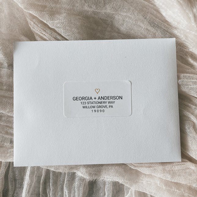 Simple Gold Heart Wedding Address Labels (Creator Uploaded)