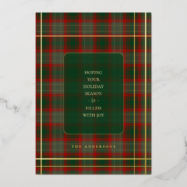 Simple gold Holiday Buffalo Plaid Christmas (Front)