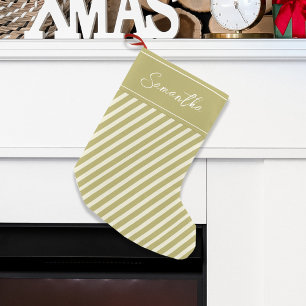 Simple Gold Holiday Calligraphy Custom Small Christmas Stocking