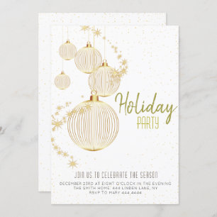 Simple gold holiday christmas party invitation