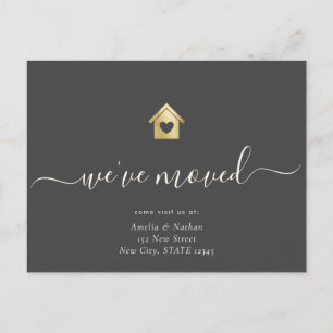 Simple Gold House We've Moved Modern Script Announcement Postcard
