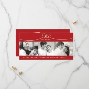 Simple Gold Knot Double Happiness 3 Photo Chinese  Save The Date