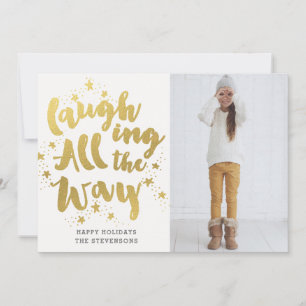 Simple Gold Laughing All the Way Holiday Card