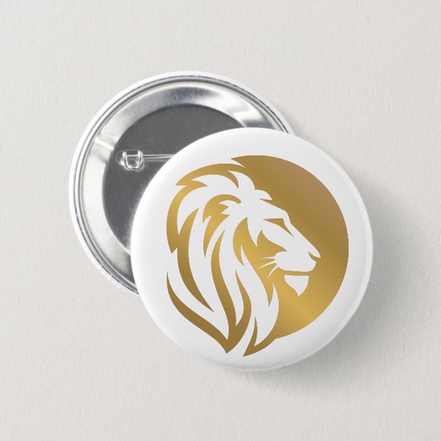 Simple Gold Lion Leo Logo 6 Cm Round Badge (Front & Back)