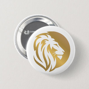 Simple Gold Lion Leo Logo 6 Cm Round Badge