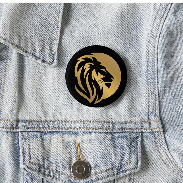 Simple Gold Lion Leo Logo 6 Cm Round Badge (Creator Uploaded)