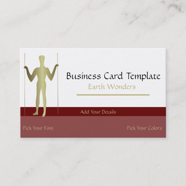 Simple Gold Long Man Logo Business Card (Front)