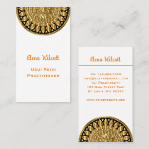 Simple Gold Mandala Reiki Energy Healing Wellness Business Card