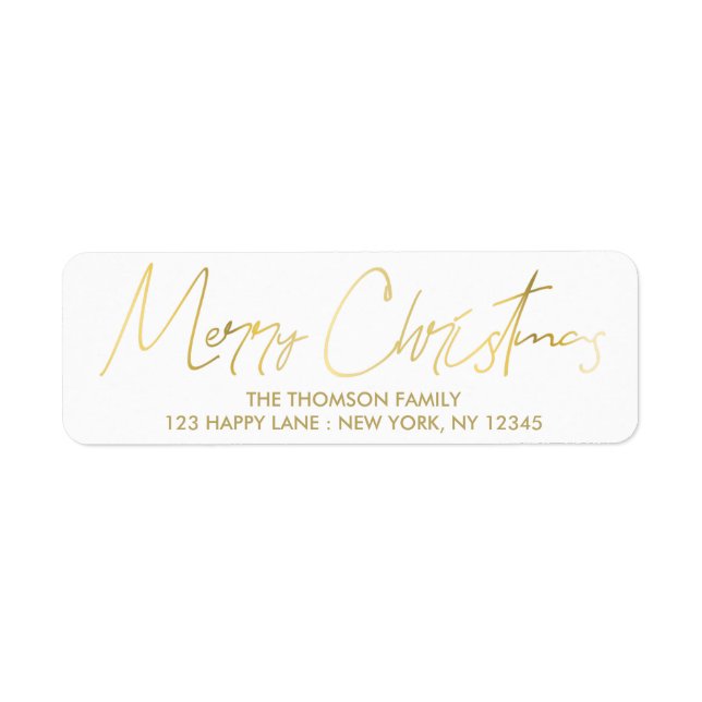  Simple Gold Merry Christmas Hand Lettered Label (Front)