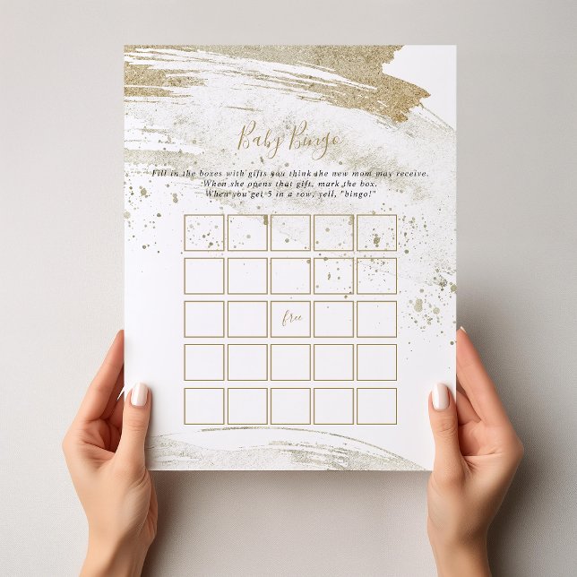 Simple Gold Minimalist Baby Bingo Shower Game (Creator Uploaded)