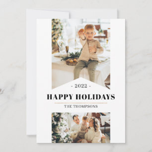 Simple Gold Minimalist Multi Photo 20212 Holiday Card