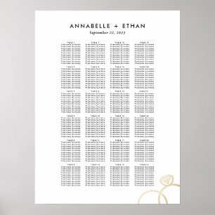 Simple Gold Modern Rings Wedding Seating Chart