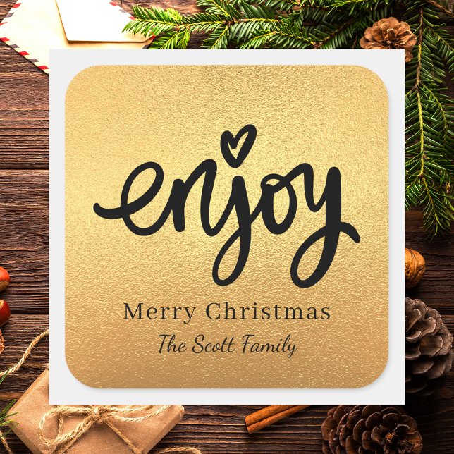 Simple Gold Modern Typography Christmas Baking  Square Sticker (Creator Uploaded)