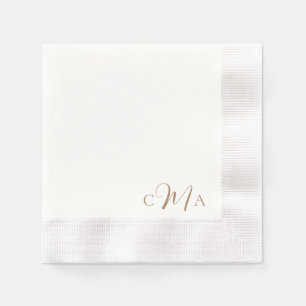 Simple Gold Monogram Combo Font Wedding Cocktail Napkin