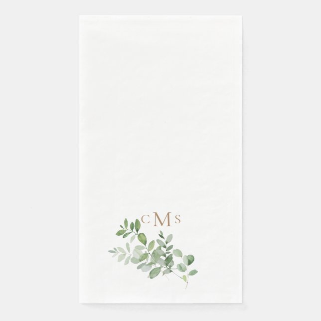 Simple Gold Monogram Foliage  Napkin (Front)