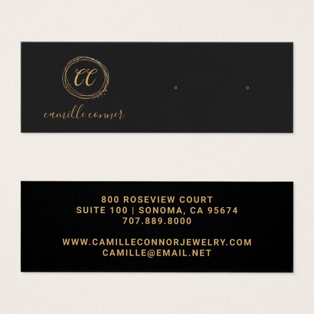 Simple Gold Monogram Jewellery Designer Stud Earri (Front & Back)