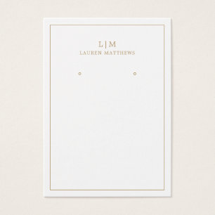 Simple Gold Monogram Modern Earring Display Card