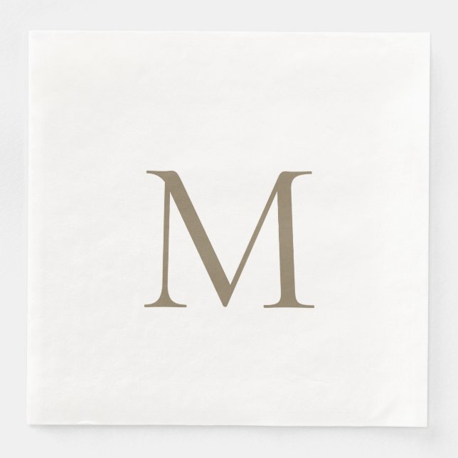 Simple Gold Monogram Paper Napkin (Front)