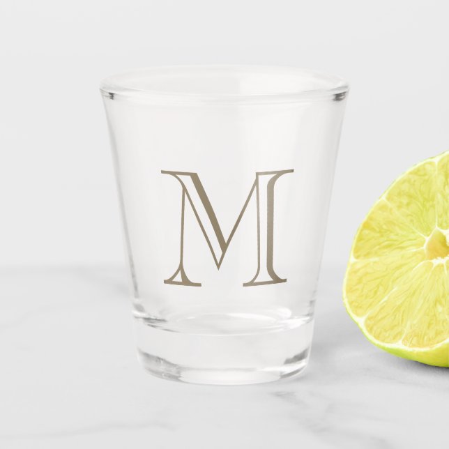 Simple Gold Monogram  Shot Glass (Front)