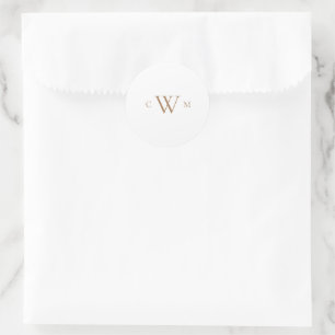 Simple Gold Monogram Wedding Classic Round Sticker