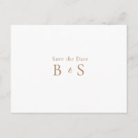 Simple Gold Monogram White Wedding Save the Date 