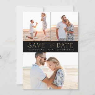 Simple Gold Multiple Photo Save the Date Invitation