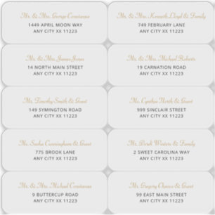 Simple Gold Name Wedding Guest Address Labels