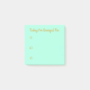 Simple Gold On Light Turquoise Gratitude Post-it Notes