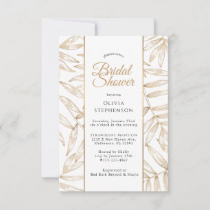 Simple Gold Palm Tropical Bridal Shower invitation