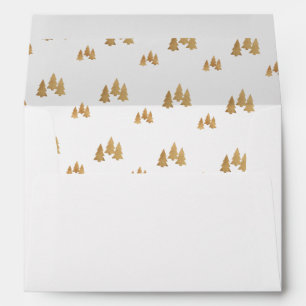Simple Gold Pine Tree Pattern Christmas Envelopes