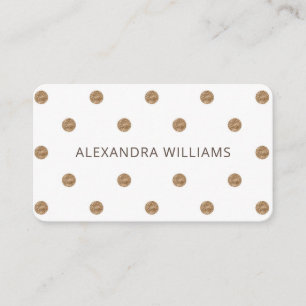 Simple Gold Polka Dots Pattern Chic White Business Card
