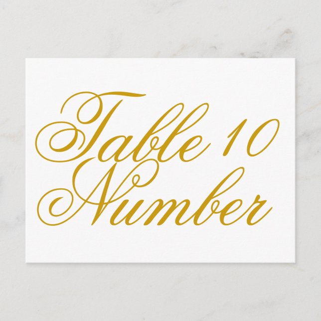 Simple Gold Print Table Number Postcard (Front)