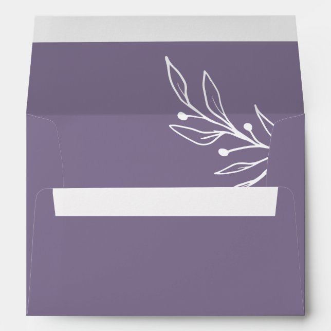 Simple gold return address mauve wedding envelope (Back (Bottom))