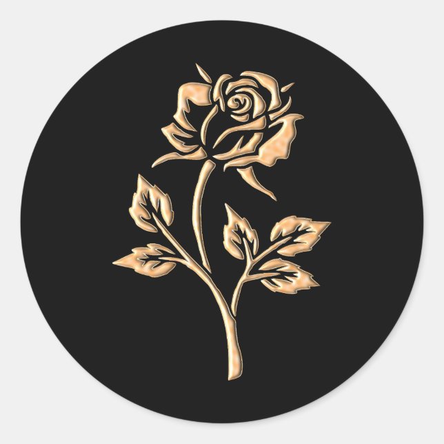 Simple Gold Rose  Classic Round Sticker (Front)