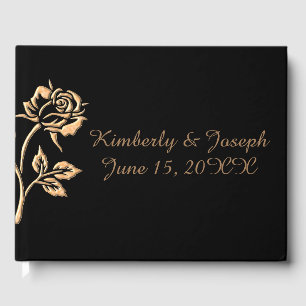 Simple Gold Rose Guest Book