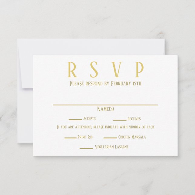 Simple Gold - RSVP/Dinner Choices Invitation (Front)